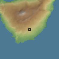 Shaded relief of the 57 km around Granadilla de Abona, drawn from the GMTED2010 grid
