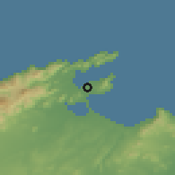 Shaded relief of the 53 km around Alcúdia, drawn from the GMTED2010 grid