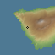 Shaded relief of the 57 km around Guía de Isora, drawn from the GMTED2010 grid