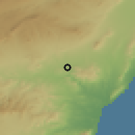 Shaded relief of the 54 km around Huércal-Overa, drawn from the GMTED2010 grid