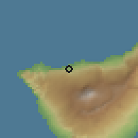 Shaded relief of the 57 km around Icod de los Vinos, drawn from the GMTED2010 grid