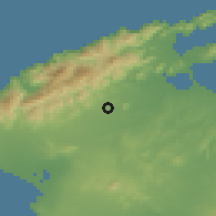 Shaded relief of the 53 km around Inca, drawn from the GMTED2010 grid
