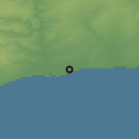 Shaded relief of the 54 km around Isla Cristina, drawn from the GMTED2010 grid