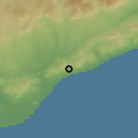 Shaded relief of the 53 km around Alella, drawn from the GMTED2010 grid