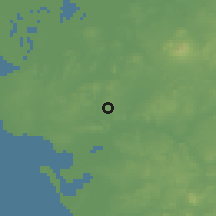 Shaded relief of the 54 km around Jerez, drawn from the GMTED2010 grid