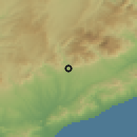 Shaded relief of the 53 km around La Garriga, drawn from the GMTED2010 grid