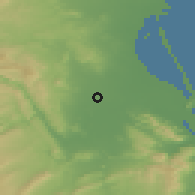 Shaded relief of the 54 km around L'Alcúdia, drawn from the GMTED2010 grid