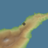 Shaded relief of the 57 km around La Matanza de Acentejo, drawn from the GMTED2010 grid