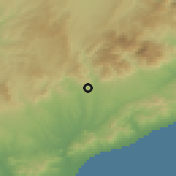 Shaded relief of the 53 km around L'Ametlla del Vallès, drawn from the GMTED2010 grid