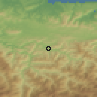 Shaded relief of the 52 km around Langreo, drawn from the GMTED2010 grid