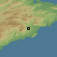 Shaded relief of the 54 km around La Nucia, drawn from the GMTED2010 grid