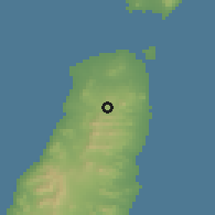 Shaded relief of the 57 km around La Oliva, drawn from the GMTED2010 grid