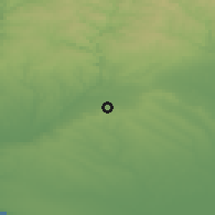 Shaded relief of the 54 km around La Palma del Condado, drawn from the GMTED2010 grid