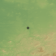 Shaded relief of the 54 km around La Puebla de Cazalla, drawn from the GMTED2010 grid