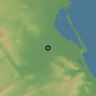 Shaded relief of the 54 km around Algemesí, drawn from the GMTED2010 grid