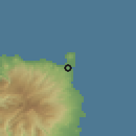 Shaded relief of the 57 km around Las Palmas, drawn from the GMTED2010 grid
