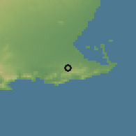 Shaded relief of the 54 km around La Unión, drawn from the GMTED2010 grid
