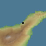 Shaded relief of the 57 km around La Victoria de Acentejo, drawn from the GMTED2010 grid