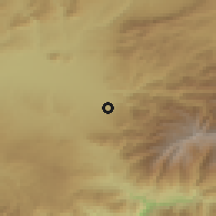 Shaded relief of the 54 km around La Zubia, drawn from the GMTED2010 grid