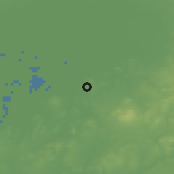 Shaded relief of the 54 km around Lebrija, drawn from the GMTED2010 grid