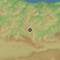 Shaded relief of the 52 km around Legazpi, drawn from the GMTED2010 grid