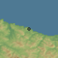 Shaded relief of the 52 km around Lekeitio, drawn from the GMTED2010 grid