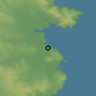 Shaded relief of the 53 km around L'Escala, drawn from the GMTED2010 grid