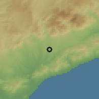 Shaded relief of the 53 km around Les Franquesas del Vallès, drawn from the GMTED2010 grid