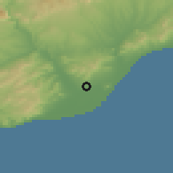 Shaded relief of the 53 km around L'Hospitalet de Llobregat, drawn from the GMTED2010 grid