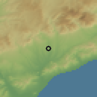 Shaded relief of the 53 km around Lliçà d'Amunt, drawn from the GMTED2010 grid