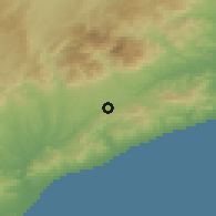 Shaded relief of the 53 km around Llinars del Vallès, drawn from the GMTED2010 grid