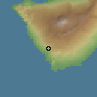 Shaded relief of the 57 km around Adeje, drawn from the GMTED2010 grid