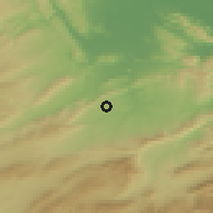 Shaded relief of the 54 km around L'Olleria, drawn from the GMTED2010 grid