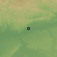Shaded relief of the 54 km around Lora del Río, drawn from the GMTED2010 grid