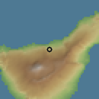 Shaded relief of the 57 km around Los Realejos, drawn from the GMTED2010 grid