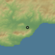 Shaded relief of the 54 km around Alhaurín de la Torre, drawn from the GMTED2010 grid
