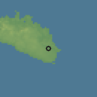 Shaded relief of the 53 km around Mahón, drawn from the GMTED2010 grid