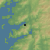 Shaded relief of the 52 km around Marín, drawn from the GMTED2010 grid