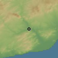 Shaded relief of the 53 km around Martorell, drawn from the GMTED2010 grid
