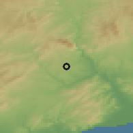 Shaded relief of the 53 km around Masquefa, drawn from the GMTED2010 grid