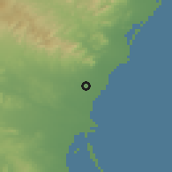 Shaded relief of the 53 km around Massamagrell, drawn from the GMTED2010 grid