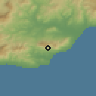 Shaded relief of the 54 km around Mijas, drawn from the GMTED2010 grid