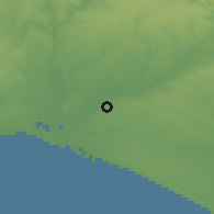 Shaded relief of the 54 km around Moguer, drawn from the GMTED2010 grid