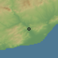 Shaded relief of the 53 km around Molins de Rei, drawn from the GMTED2010 grid