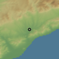 Shaded relief of the 53 km around Mollet del Vallès, drawn from the GMTED2010 grid