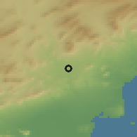 Shaded relief of the 54 km around Monforte del Cid, drawn from the GMTED2010 grid