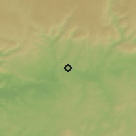 Shaded relief of the 54 km around Montoro, drawn from the GMTED2010 grid