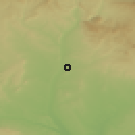 Shaded relief of the 53 km around Monzón, drawn from the GMTED2010 grid