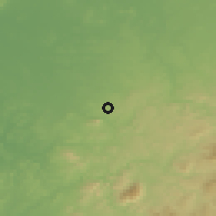 Shaded relief of the 54 km around Morón de la Frontera, drawn from the GMTED2010 grid