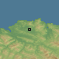 Shaded relief of the 52 km around Mungía, drawn from the GMTED2010 grid